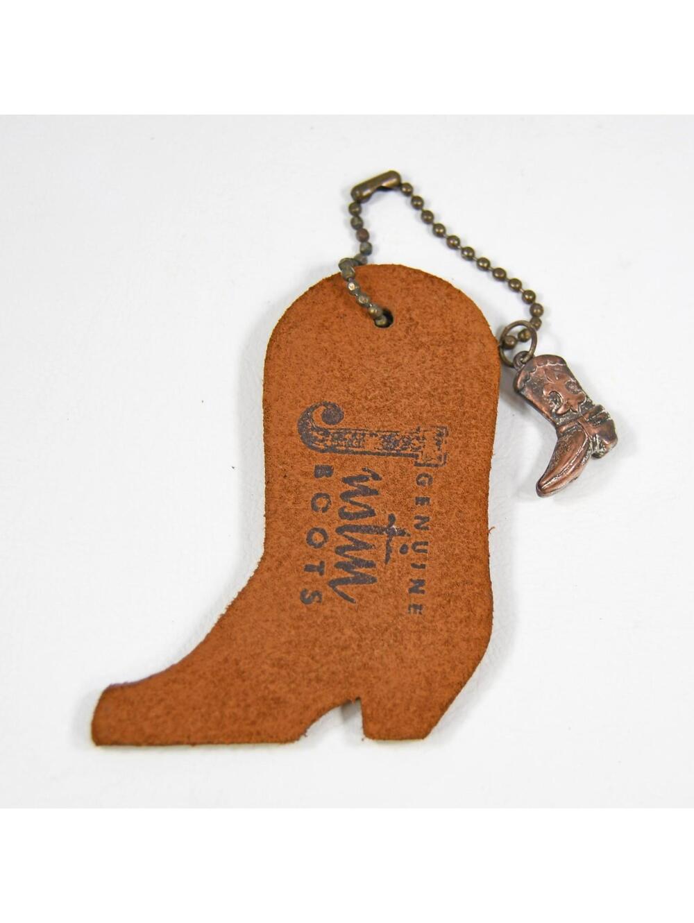 Genuine Justin Boots Shaped Leather Key Chain Fob Mayan Dude Ranch Bandera TX
